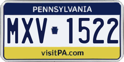 PA license plate MXV1522