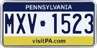 PA license plate MXV1523