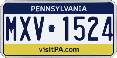 PA license plate MXV1524