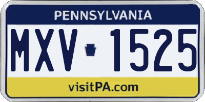 PA license plate MXV1525