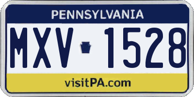 PA license plate MXV1528