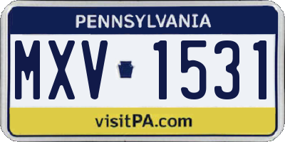PA license plate MXV1531