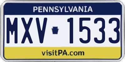 PA license plate MXV1533