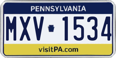 PA license plate MXV1534