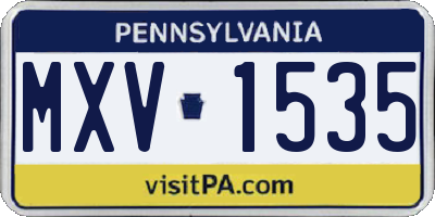 PA license plate MXV1535