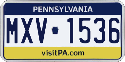 PA license plate MXV1536