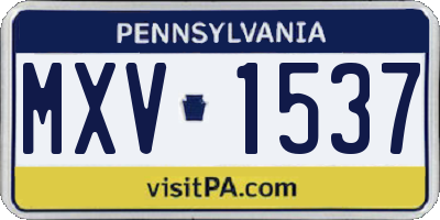 PA license plate MXV1537