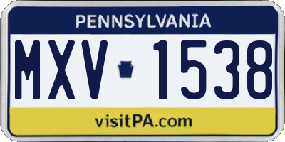PA license plate MXV1538