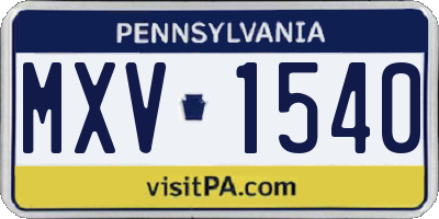 PA license plate MXV1540