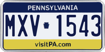 PA license plate MXV1543