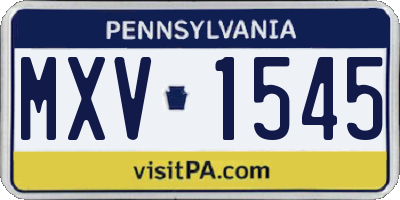 PA license plate MXV1545