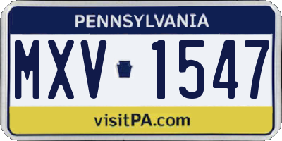 PA license plate MXV1547