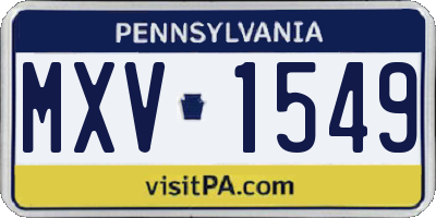 PA license plate MXV1549