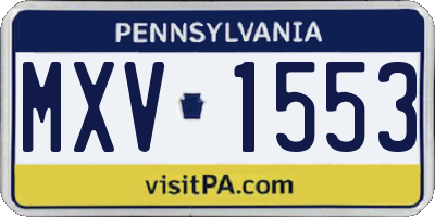 PA license plate MXV1553