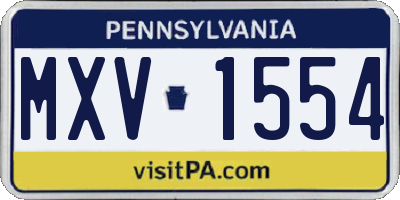 PA license plate MXV1554