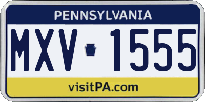 PA license plate MXV1555