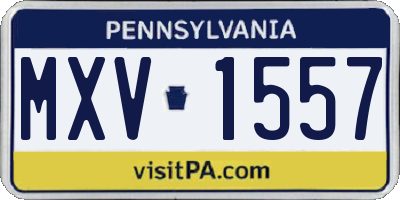 PA license plate MXV1557