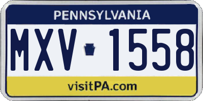PA license plate MXV1558