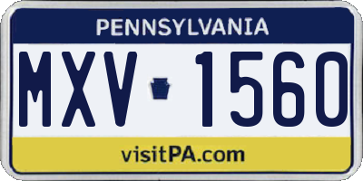PA license plate MXV1560