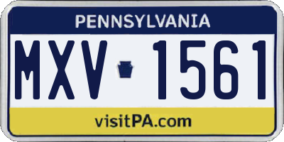 PA license plate MXV1561