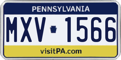 PA license plate MXV1566