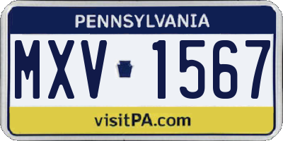 PA license plate MXV1567