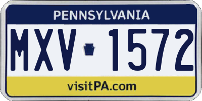 PA license plate MXV1572
