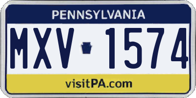 PA license plate MXV1574