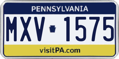 PA license plate MXV1575