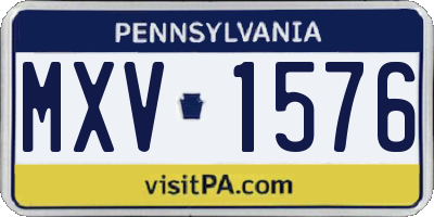 PA license plate MXV1576