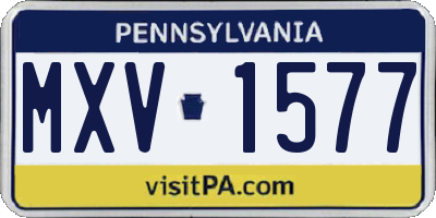 PA license plate MXV1577