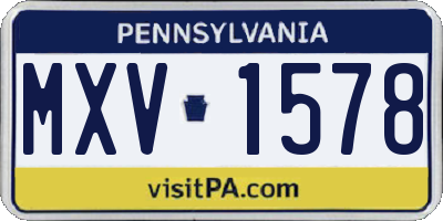 PA license plate MXV1578