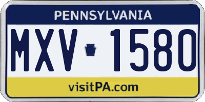 PA license plate MXV1580