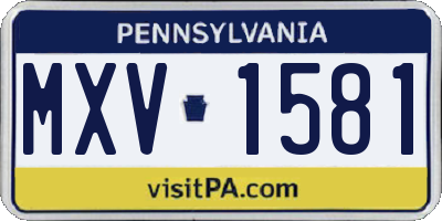 PA license plate MXV1581