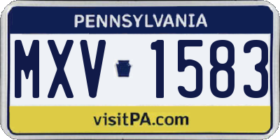 PA license plate MXV1583