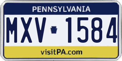PA license plate MXV1584