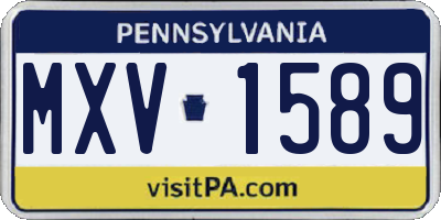 PA license plate MXV1589