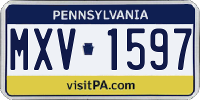 PA license plate MXV1597