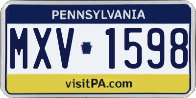 PA license plate MXV1598