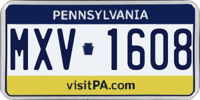 PA license plate MXV1608