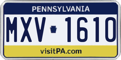 PA license plate MXV1610