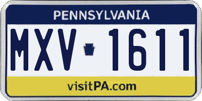 PA license plate MXV1611