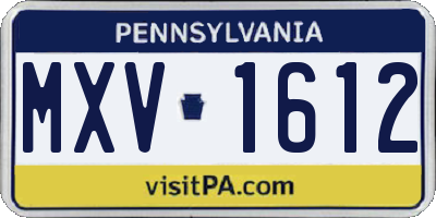 PA license plate MXV1612