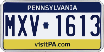 PA license plate MXV1613