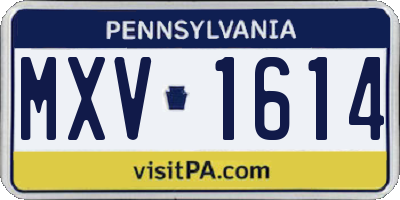 PA license plate MXV1614