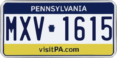 PA license plate MXV1615
