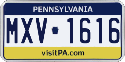 PA license plate MXV1616