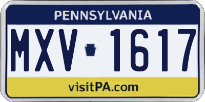 PA license plate MXV1617