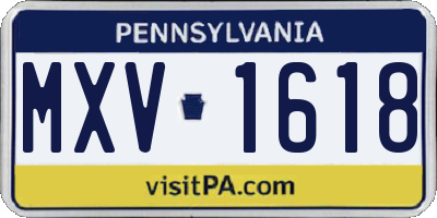 PA license plate MXV1618