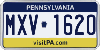 PA license plate MXV1620